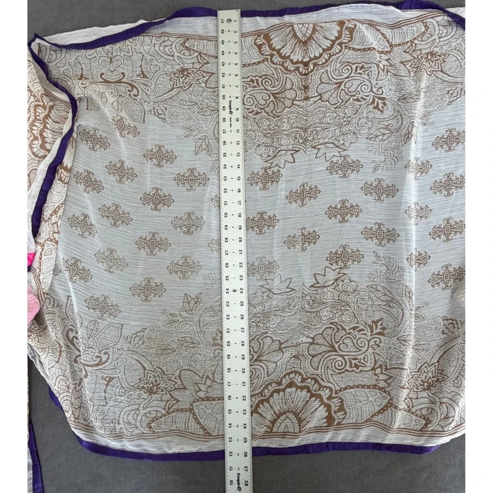 Bohemian Paisley Scarf Womens OS Ivory Tan Purple Festival Whimsigoth Fairycore